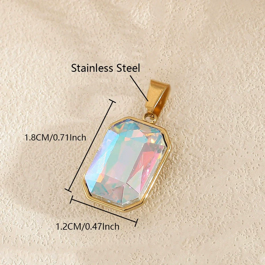 Wholesale Simple Geometric Stainless Steel Electroplated Gold Square Water Drop Gemstone Pendant Jewelry Accessories For Diy Bracelet And Necklace - Image 6
