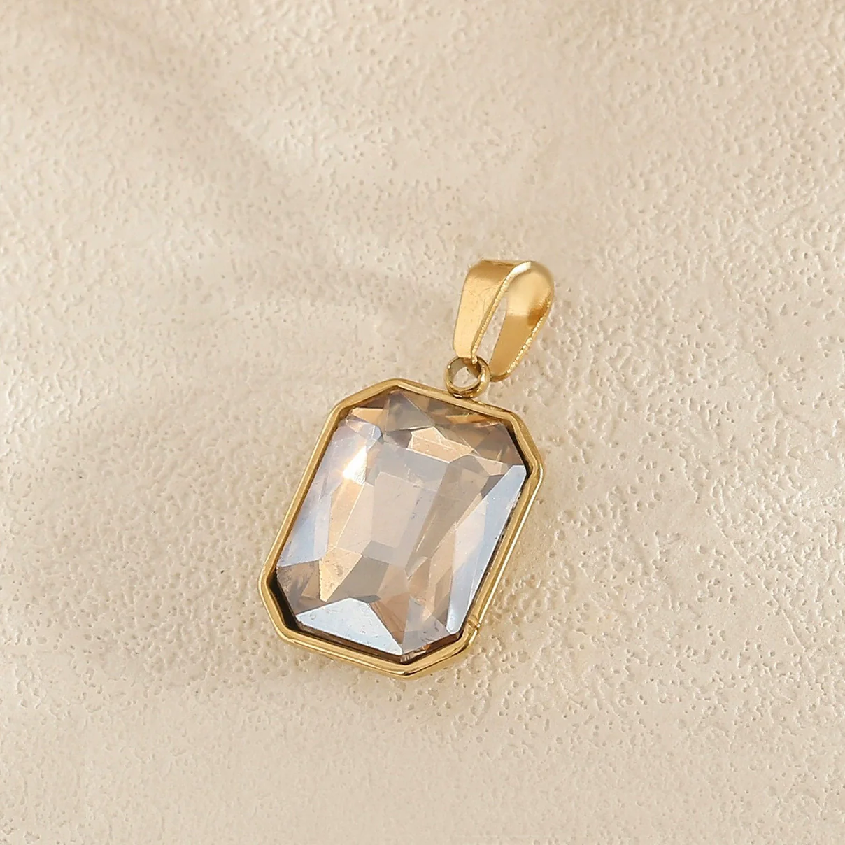 Wholesale Simple Geometric Stainless Steel Electroplated Gold Square Water Drop Gemstone Pendant Jewelry Accessories For Diy Bracelet And Necklace - Image 8