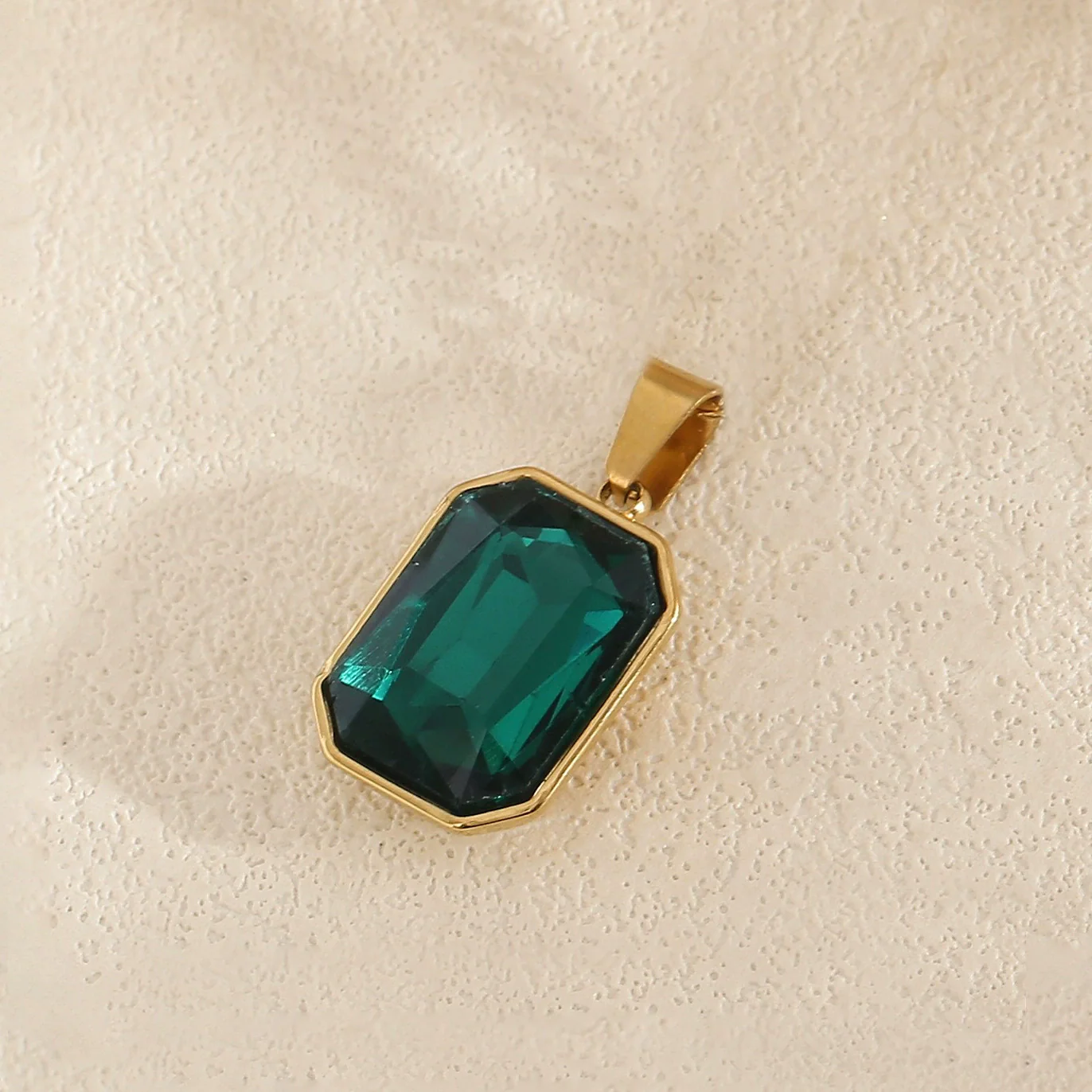 Wholesale Simple Geometric Stainless Steel Electroplated Gold Square Water Drop Gemstone Pendant Jewelry Accessories For Diy Bracelet And Necklace - Image 9