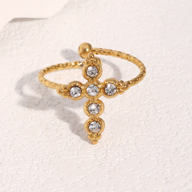 Wholesale Simple Geometric Stainless Steel Electroplated Open Ring For Women - Image 2