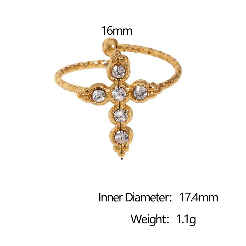 Wholesale Simple Geometric Stainless Steel Electroplated Open Ring For Women - Image 5