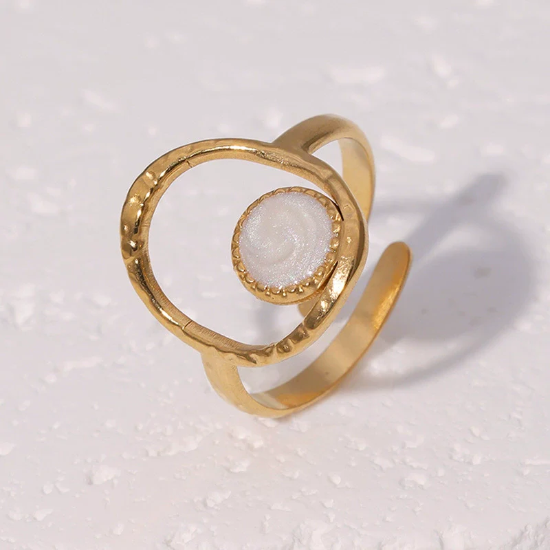 Wholesale Simple Geometric Stainless Steel Electroplated Open Ring Jewelry For Women - Image 2
