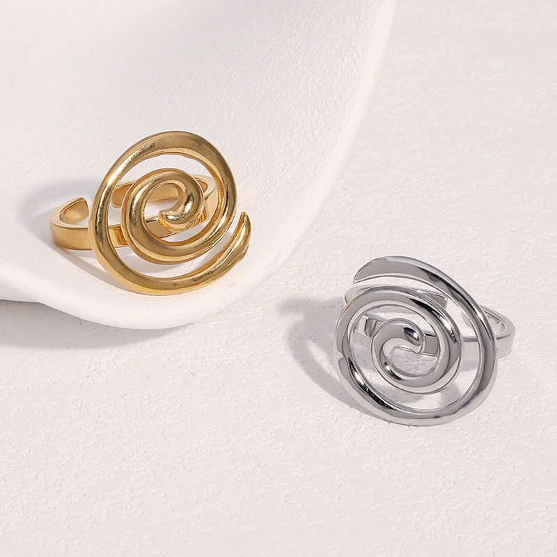 Wholesale Simple Geometric Stainless Steel Electroplated Ring For Women