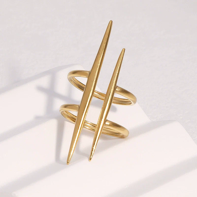 Wholesale Simple Geometric Stainless Steel Electroplated Women's Rings - Image 2