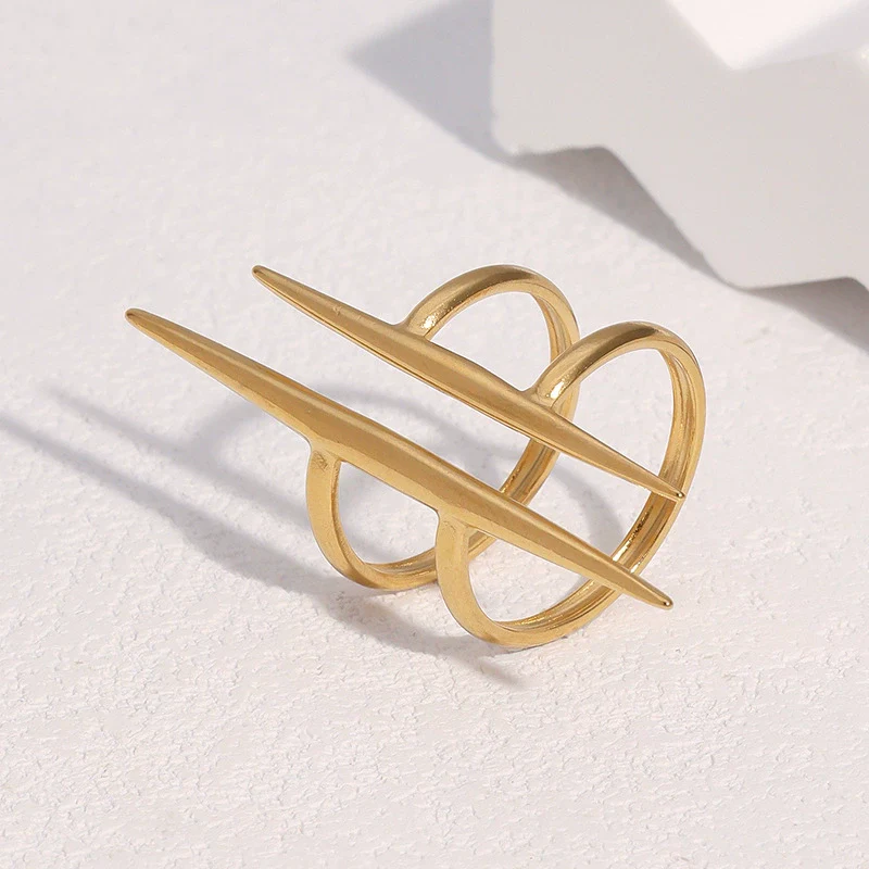Wholesale Simple Geometric Stainless Steel Electroplated Women's Rings - Image 4