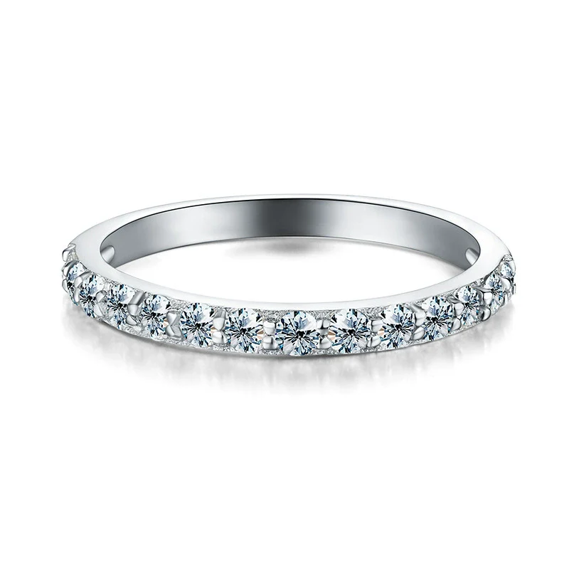 Wholesale Simple Geometric Sterling Silver Ring With Moissanite For Women Electroplated - Image 3