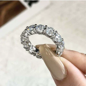 Wholesale Simple Geometric Sterling Silver Ring With Moissanite For Women Electroplated - Image 8