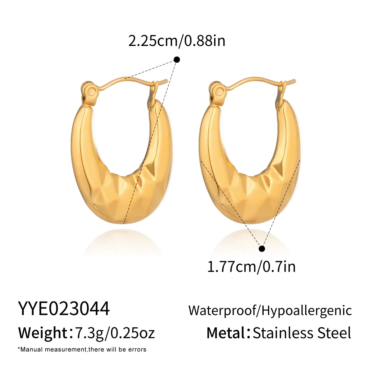 Wholesale Simple Geometric Ushaped Plaid Stainless Steel Earrings With Pvd Furnace Vacuum Real Gold Plating For Women - Image 6