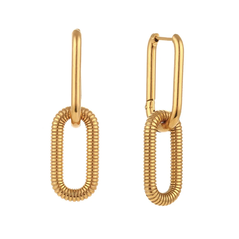 Wholesale Simple Geometric Ushaped Stainless Steel 18K Gold Plated Earrings For Women - Image 5