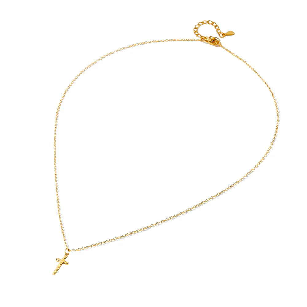 Wholesale Simple Glossy Threedimensional Diamond Inlaid Cross Sterling Silver Necklace For Women - Image 5