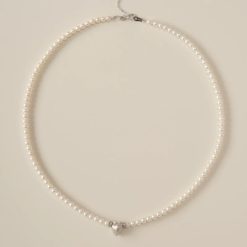 Wholesale Simple Heart Shape Gold Electroplated Copper Pearl Necklace For Unisex - Image 6