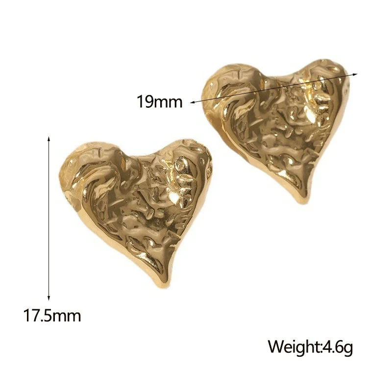Wholesale Simple Heart Shaped 18K Gold Plated Stainless Steel Earrings For Women - Image 5
