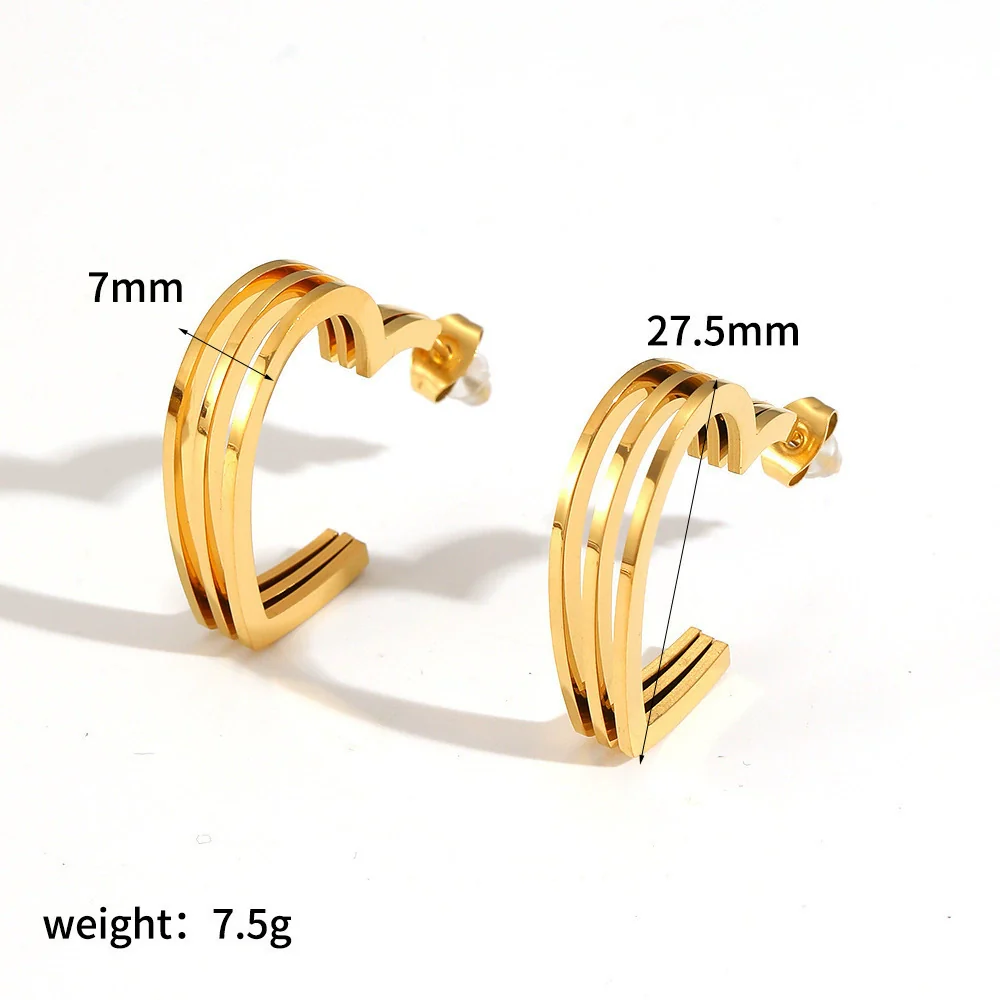 Wholesale Simple Heartshaped Titanium Steel And Stainless Steel Earrings For Women With Vacuum Real Gold Plating - Image 4