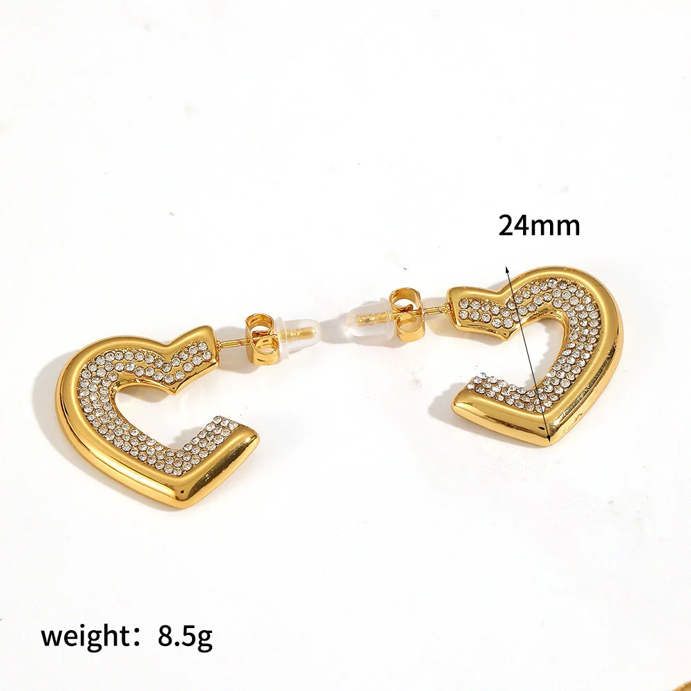Wholesale Simple Heartshaped Titanium Steel And Stainless Steel Earrings For Women With Vacuum Real Gold Plating - Image 5