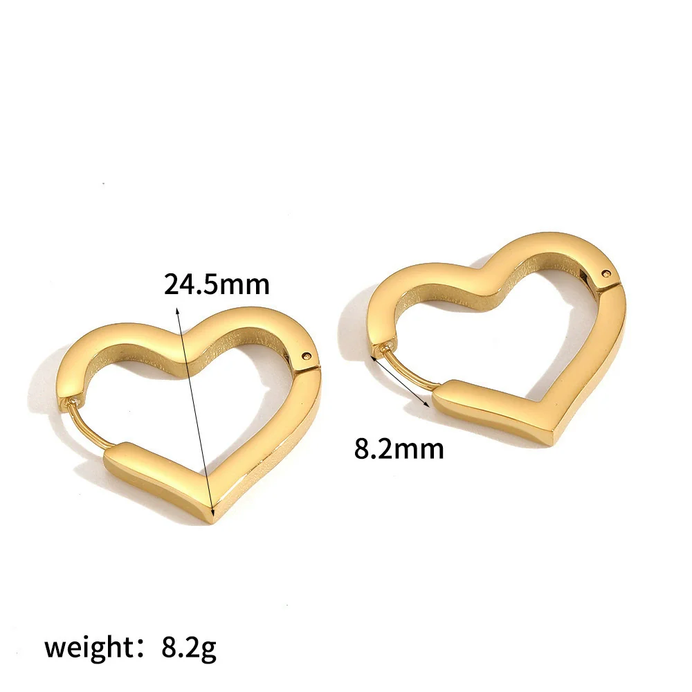 Wholesale Simple Heartshaped Titanium Steel And Stainless Steel Earrings For Women With Vacuum Real Gold Plating - Image 7