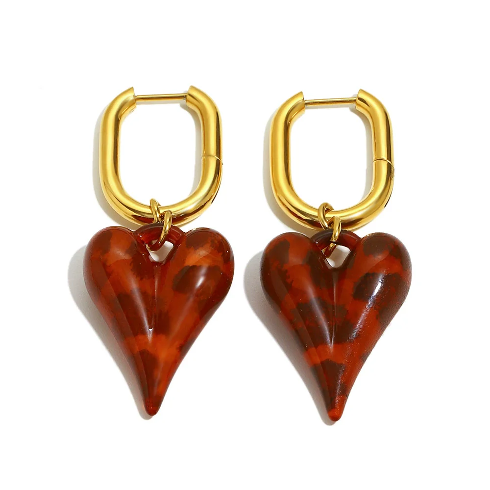 Wholesale Simple Light Luxury Geometric Heart Shaped Stainless Steel Electroplated Long Ushaped Earrings For Women - Image 5
