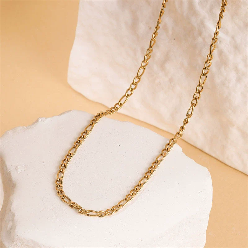 Wholesale Simple Minimalist Geometric Stainless Steel Electroplated Nk Chain Necklace For Women