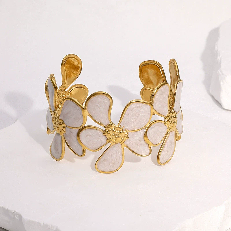 Wholesale Simple Plants And Flowers Style Electroplated Stainless Steel Bracelet Jewelry - Image 4