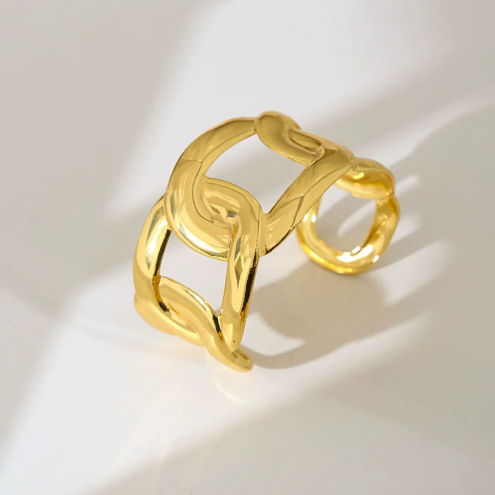 Wholesale Simple Stainless Steel 18K Gold Plated Open Wave Glossy Bracelet For Women - Image 8