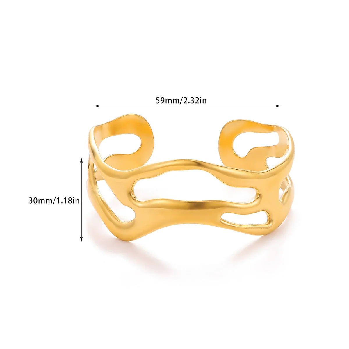 Wholesale Simple Style Irregular Circle Stainless Steel Goldplated Women's Bracelet - Image 5