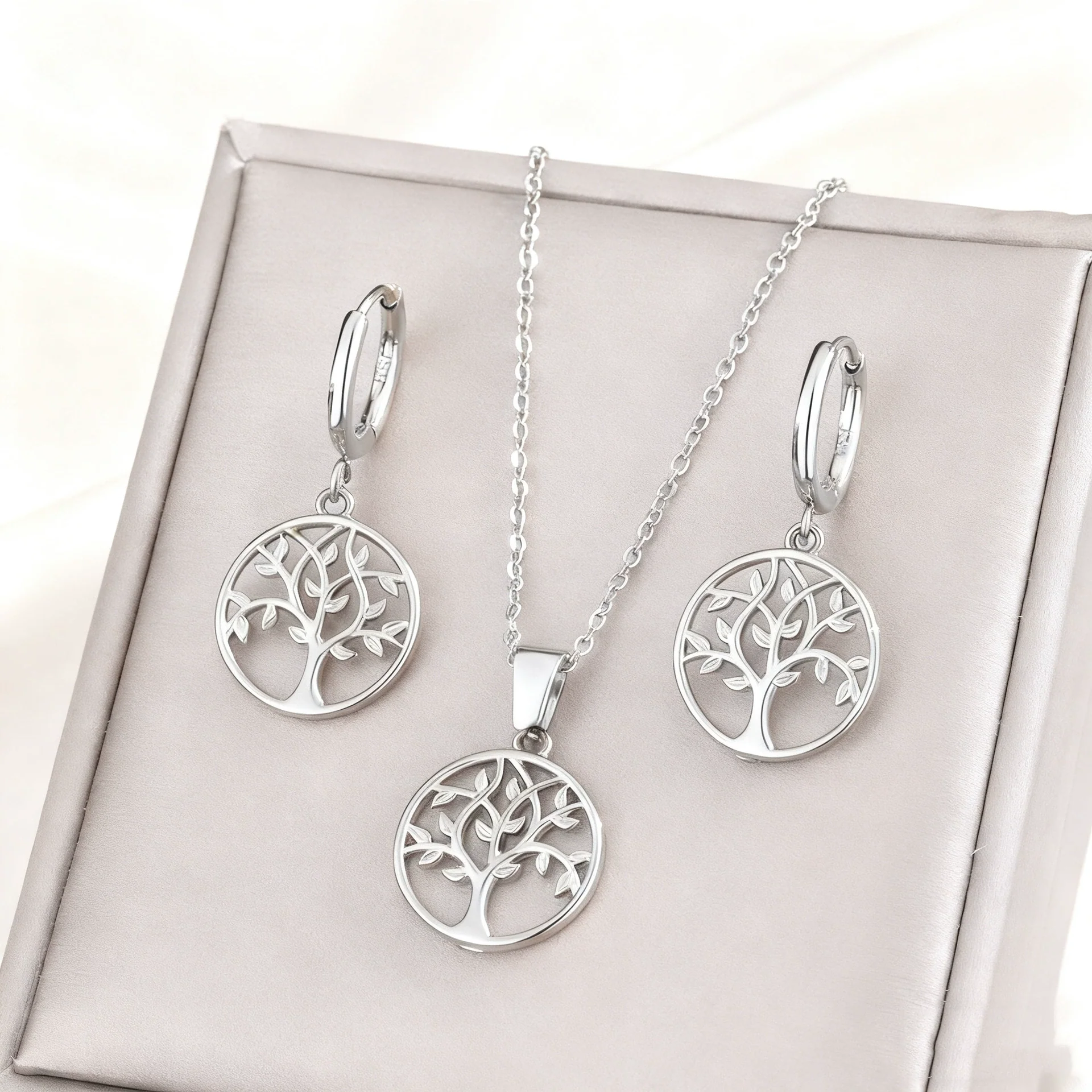 Wholesale Simple Tree Of Life Stainless Steel Electroplated Jewelry Set For Women - Image 6