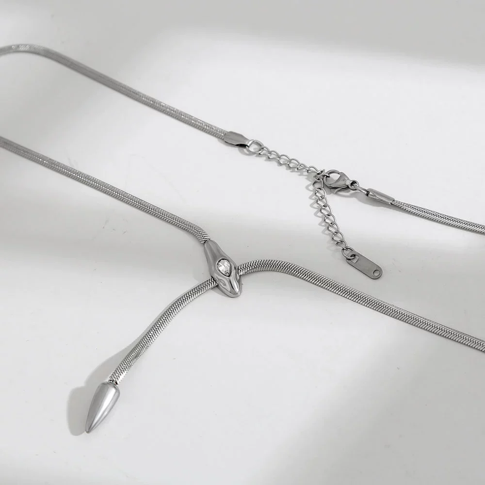 Wholesale Snake Zircon Necklace Stainless Steel Geometric Pattern Electroplated Snake Bone Chain Unisex Fashion Accessory - Image 6