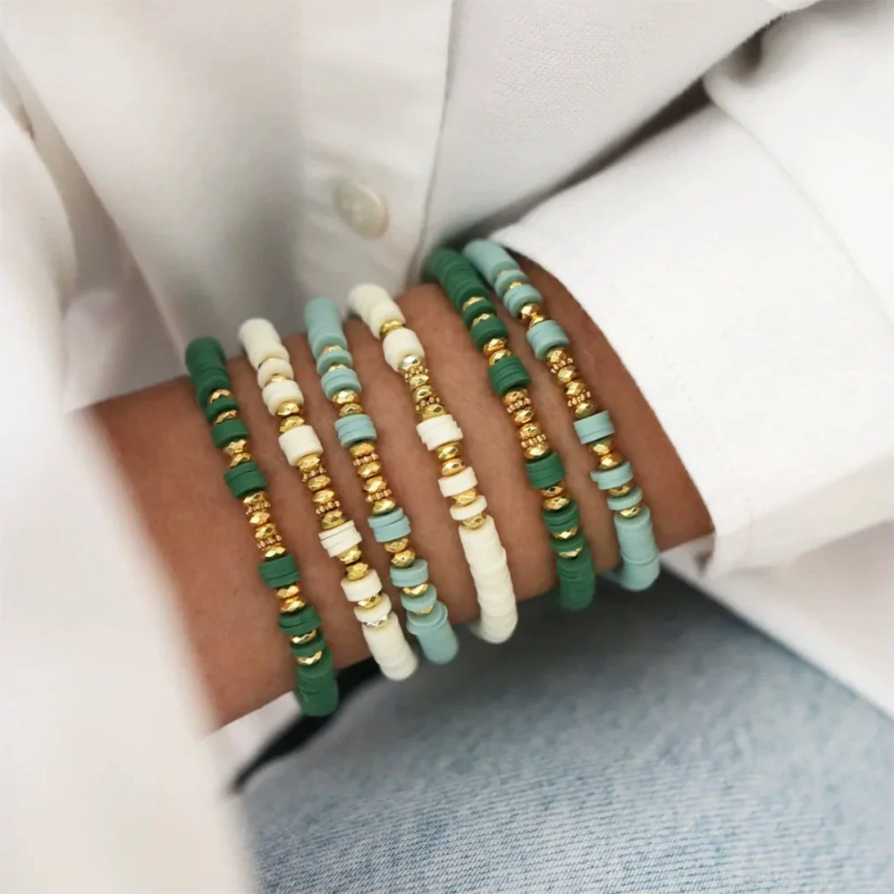 Wholesale Soft Clay Bracelet Set Geometric Polymer Ccb Handmade Unisex Friendship Couple Bracelet