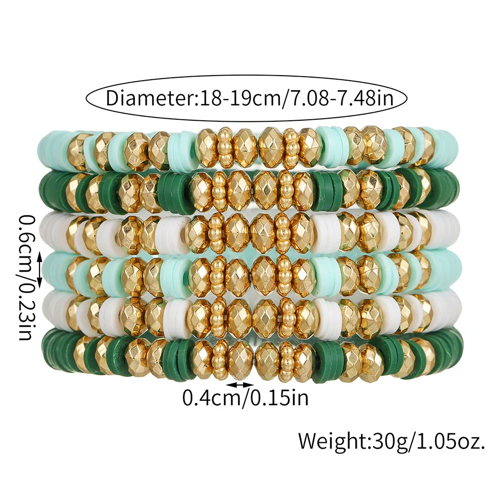Wholesale Soft Clay Bracelet Set Geometric Polymer Ccb Handmade Unisex Friendship Couple Bracelet - Image 2