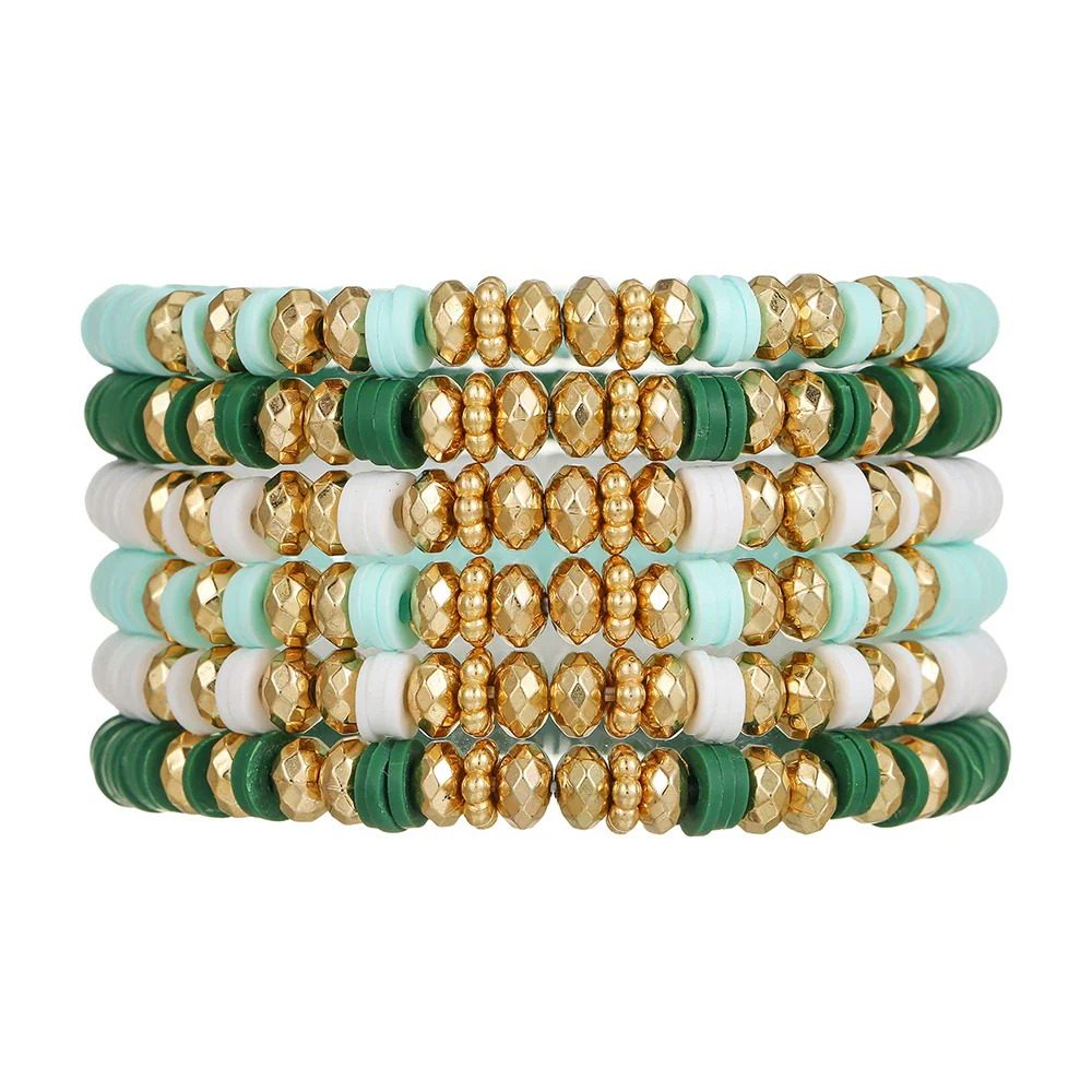 Wholesale Soft Clay Bracelet Set Geometric Polymer Ccb Handmade Unisex Friendship Couple Bracelet - Image 5