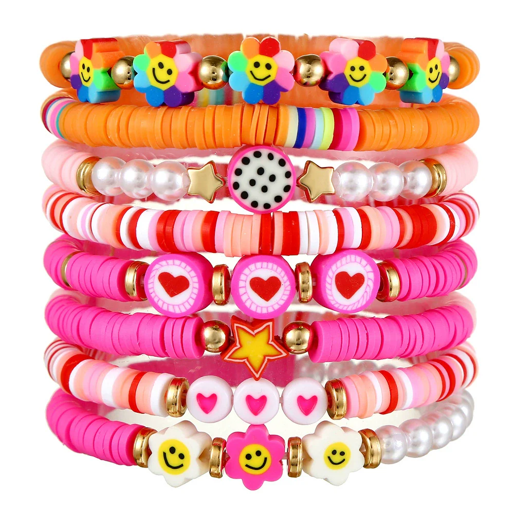 Wholesale Soft Clay Bracelet Set Geometric Polymer Ccb Handmade Unisex Friendship Couple Bracelet - Image 7