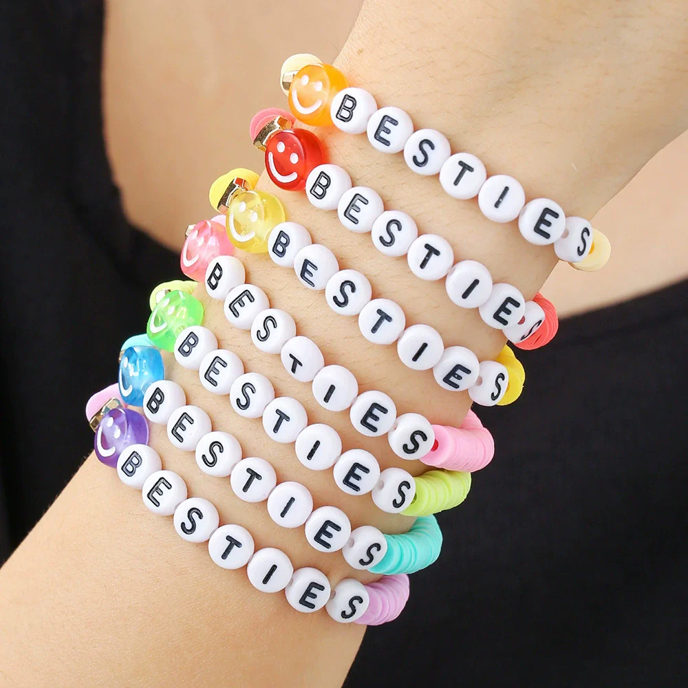 Wholesale Soft Clay Copper Beads Acrylic Geometric Handmade Unisex Bracelet - Image 4