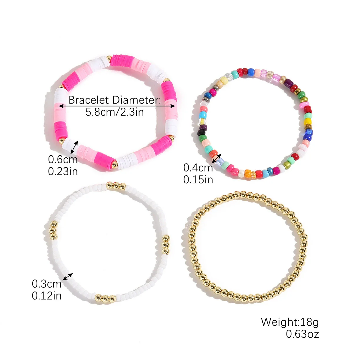 Wholesale Soft Pottery Bohemian Letter Beaded Bracelet For Women With Heart Star Geometric Patterns And Electroplating Treatment - Image 5