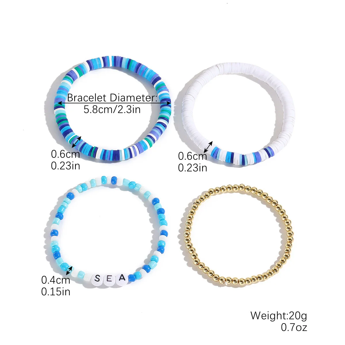 Wholesale Soft Pottery Bohemian Letter Beaded Bracelet For Women With Heart Star Geometric Patterns And Electroplating Treatment - Image 6
