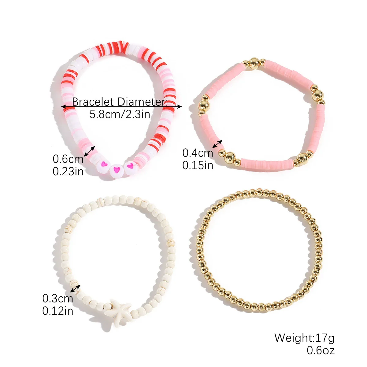 Wholesale Soft Pottery Bohemian Letter Beaded Bracelet For Women With Heart Star Geometric Patterns And Electroplating Treatment - Image 7