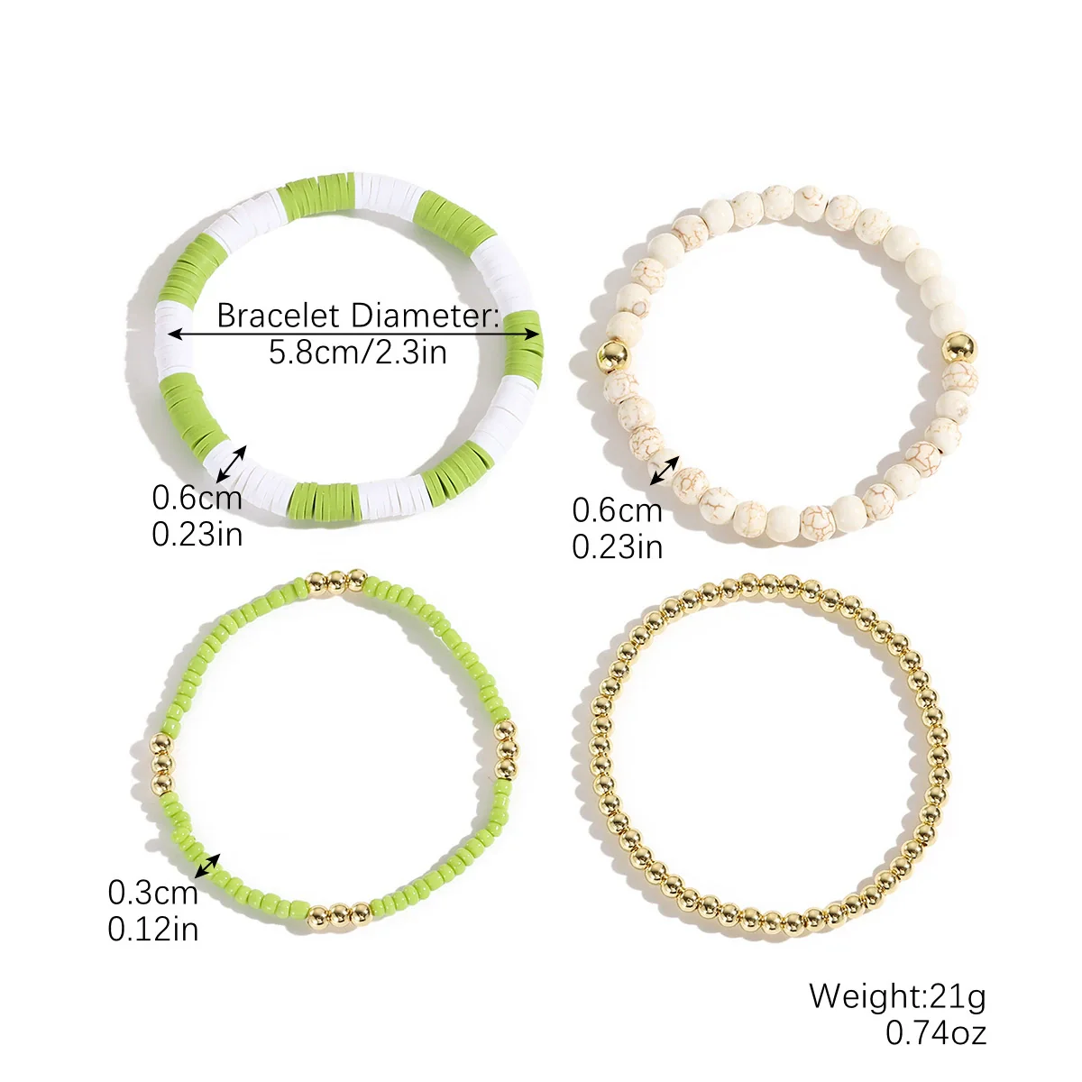 Wholesale Soft Pottery Bohemian Letter Beaded Bracelet For Women With Heart Star Geometric Patterns And Electroplating Treatment - Image 8