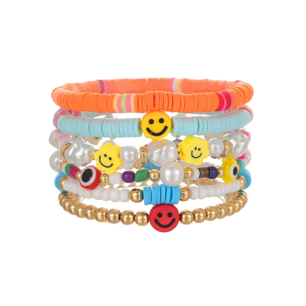 Wholesale Soft Pottery Geometric Smiley Face Bracelet Unisex Electroplating Design - Image 7