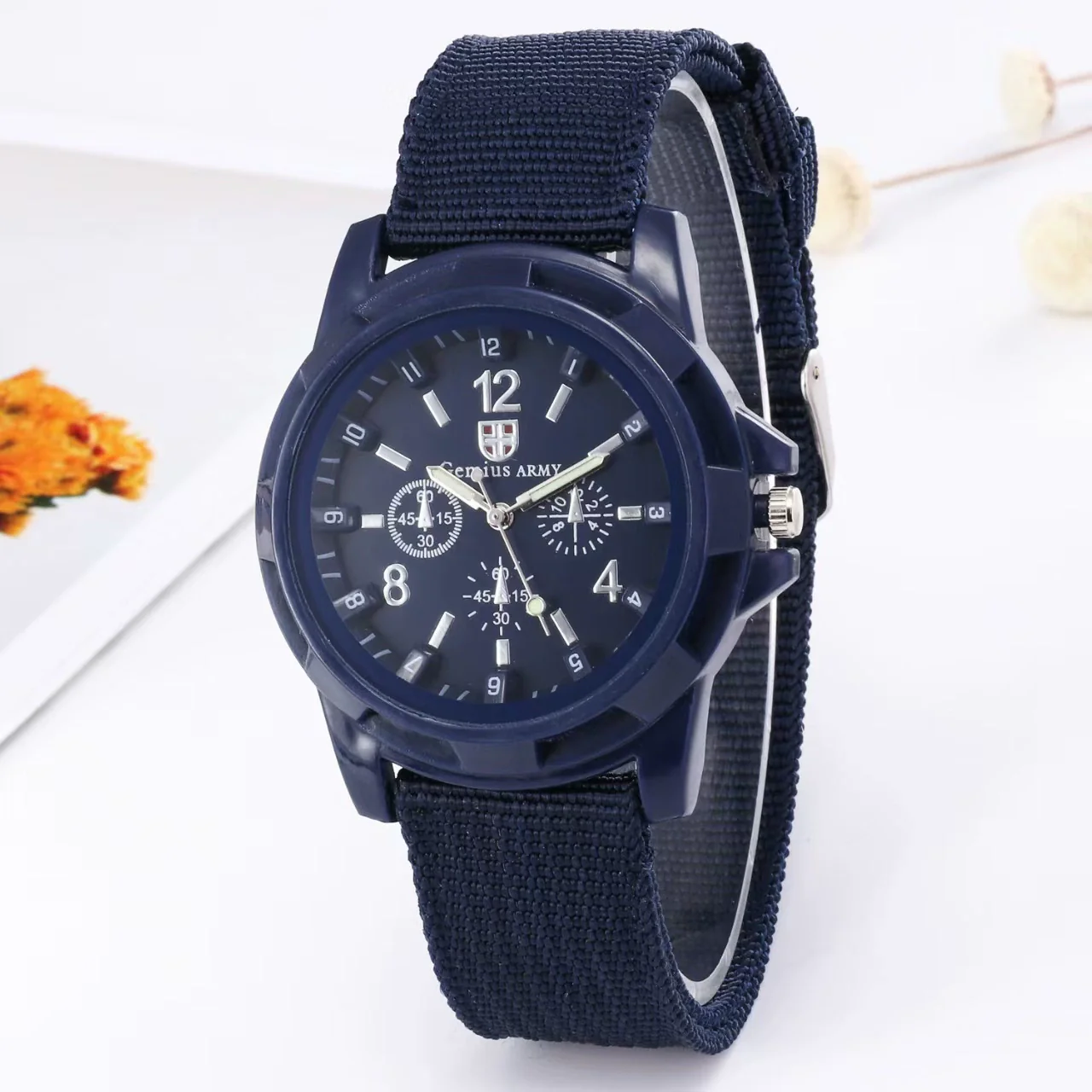 Wholesale Sports Military Watch With Alloy Case Textile Strap Stainless Steel Buckle And Round Dial