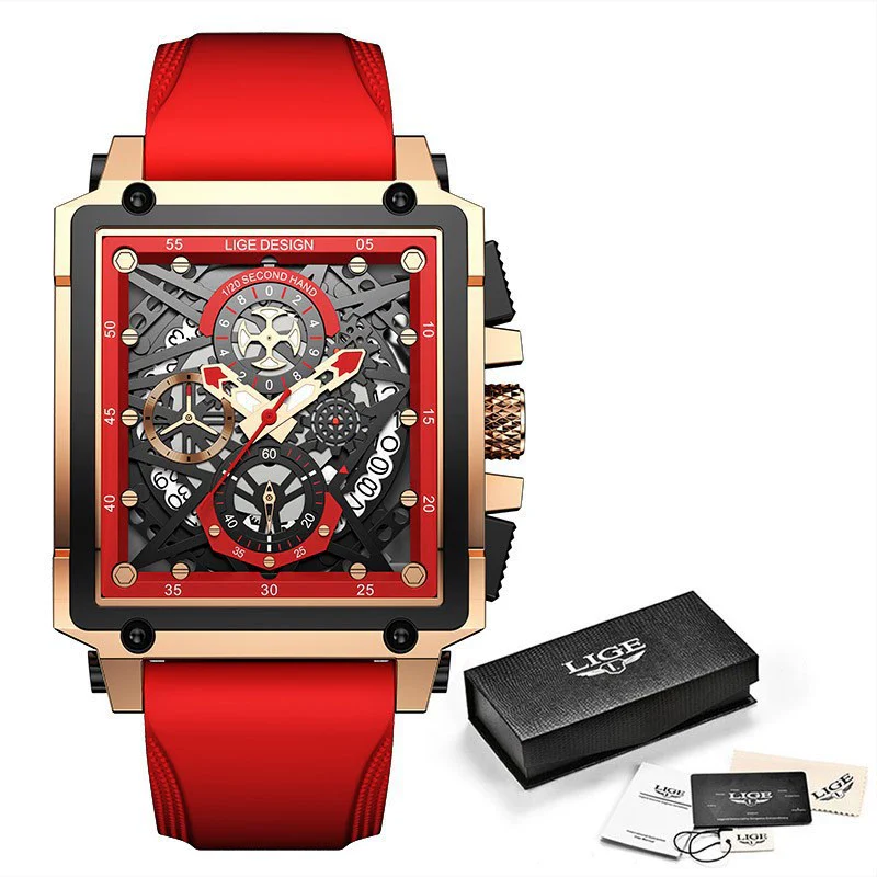 Wholesale Sports Watch Alloy Plastic Square Hollow Quartz Men's Business Style - Image 6