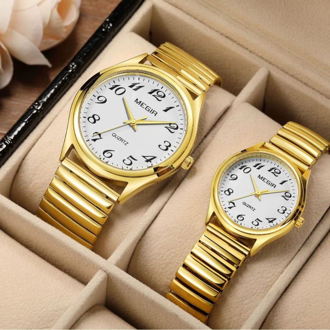 Wholesale Spring Watch Elastic Band Strong Luminous Couple Watch Alloy Case Round Dial Leisure Style