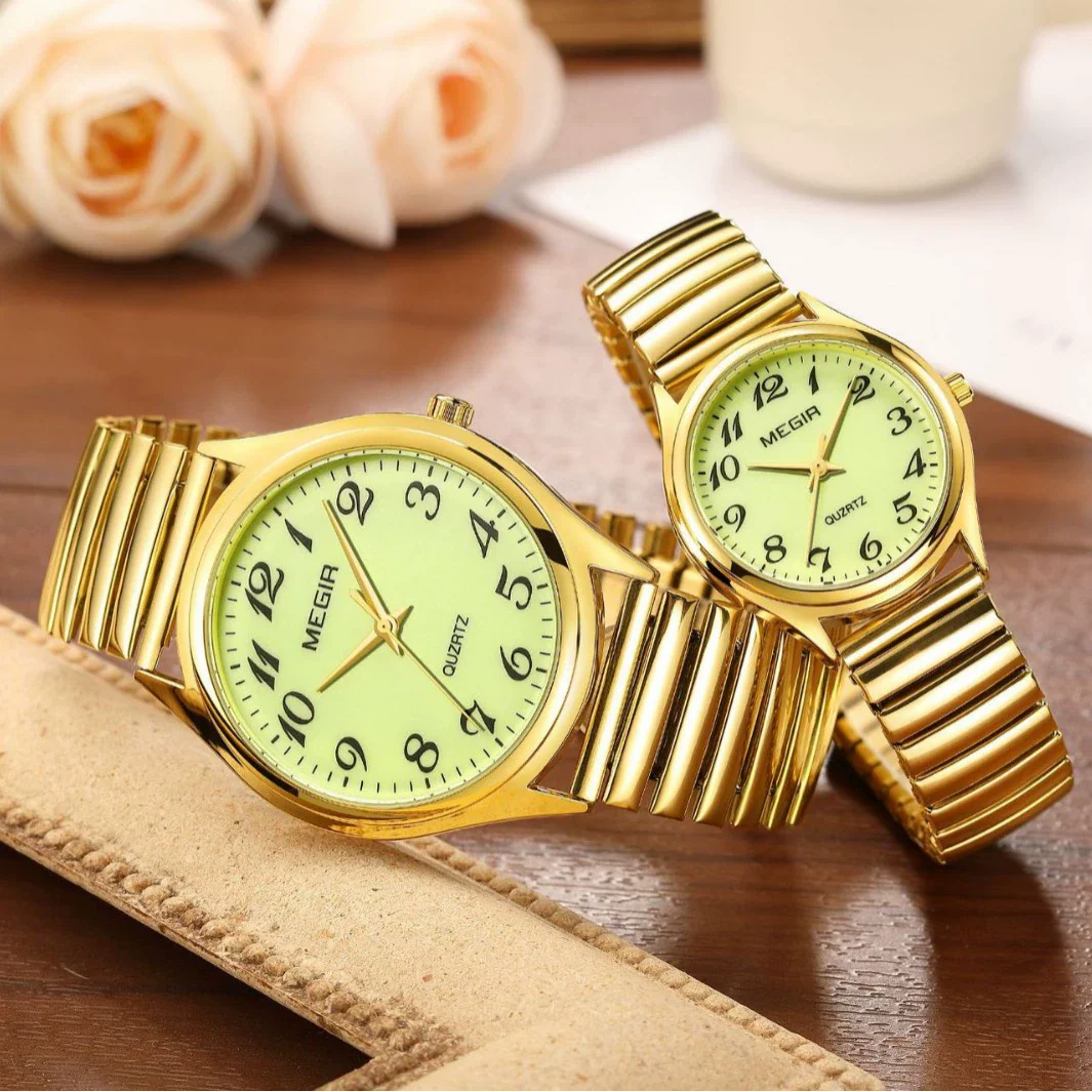 Wholesale Spring Watch Elastic Band Strong Luminous Couple Watch Alloy Case Round Dial Leisure Style - Image 3