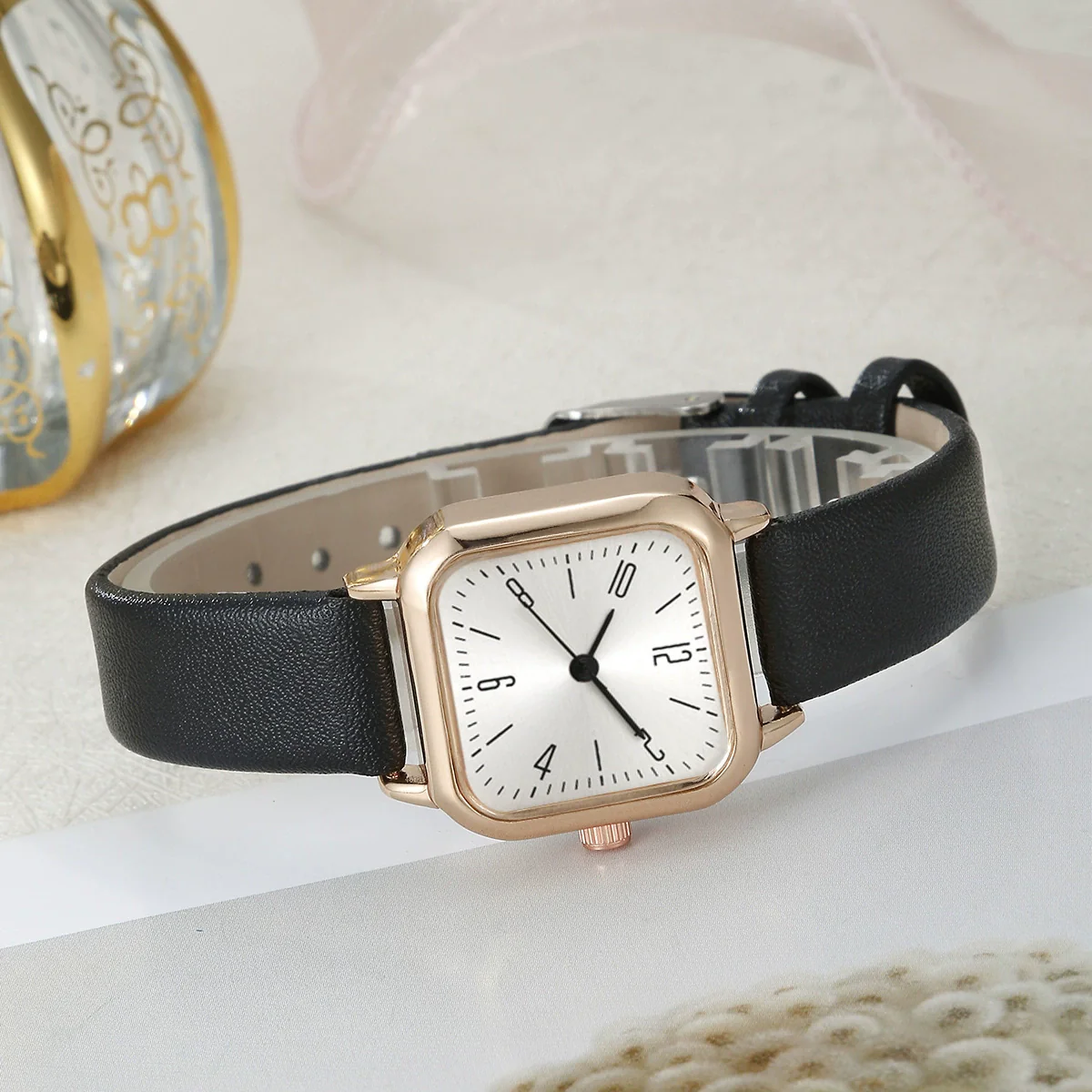 Wholesale Square Alloy Case Imitation Leather Strap Quartz Watch For Women Fashion And Simple Design - Image 15