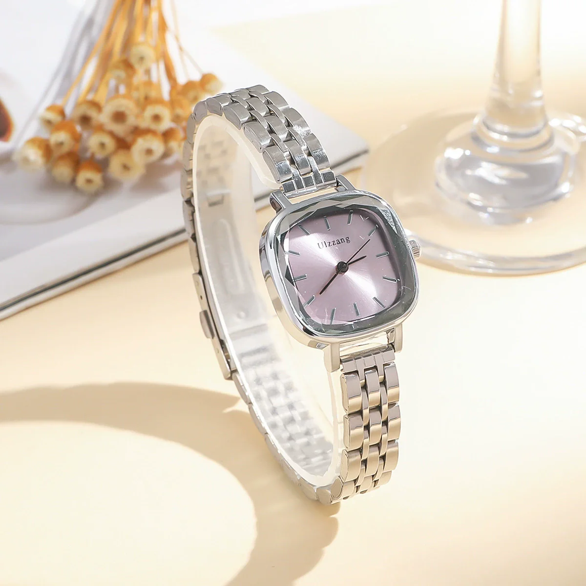 Wholesale Square Casual Alloy Case Stainless Steel Band Female Student Silver Vintage Watch - Image 3