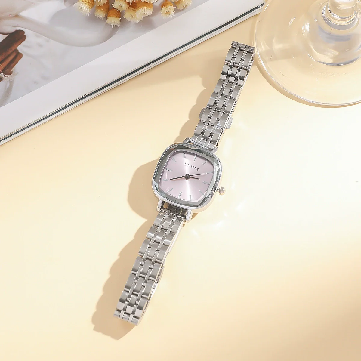 Wholesale Square Casual Alloy Case Stainless Steel Band Female Student Silver Vintage Watch - Image 4