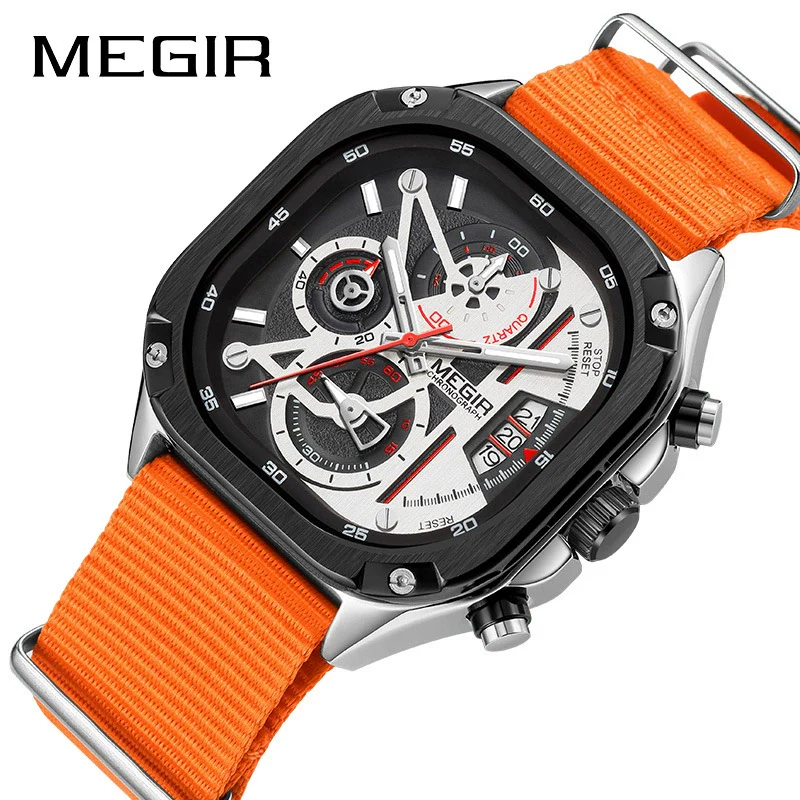 Wholesale Square Chronograph Luminous Calendar Watch With Canvas Nylon Belt Alloy Case Mineral Strengthened Glass Mirror And Stainless Steel Clasp - Image 2