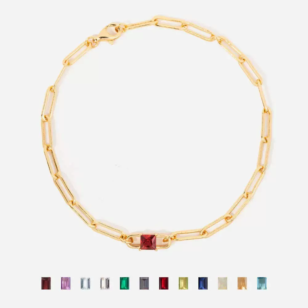 Wholesale Square December Birthstone Colorful Zircon Bracelet In Light Luxury Geometric Style Made Of Titanium Steel With Electroplating For Women And Unisex