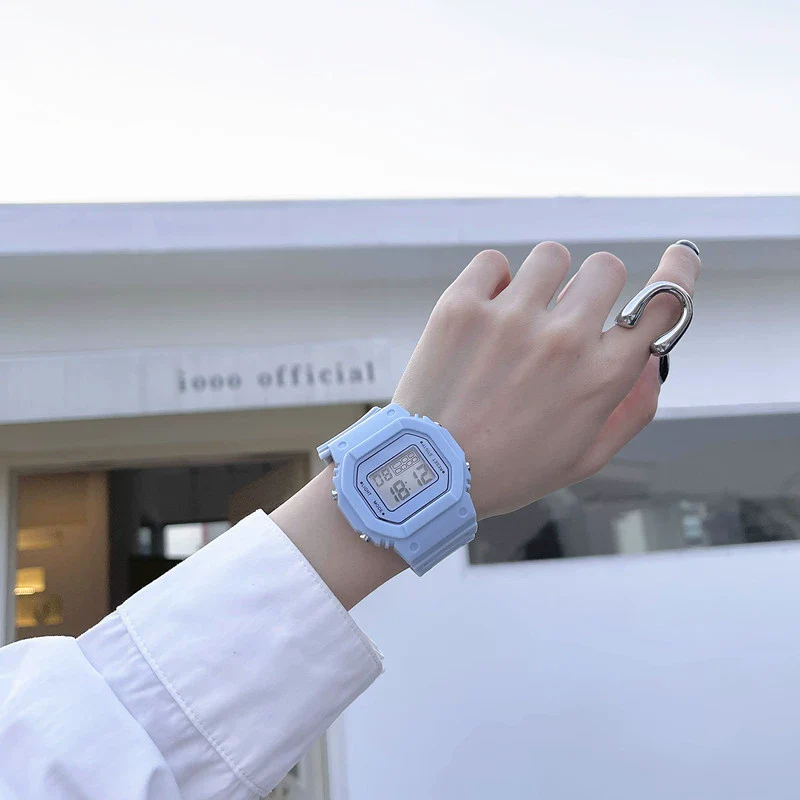 Wholesale Square Electronic Watch Plastic Mirror Silicone Strap Plastic Case Leisure Style For Female Students - Image 3