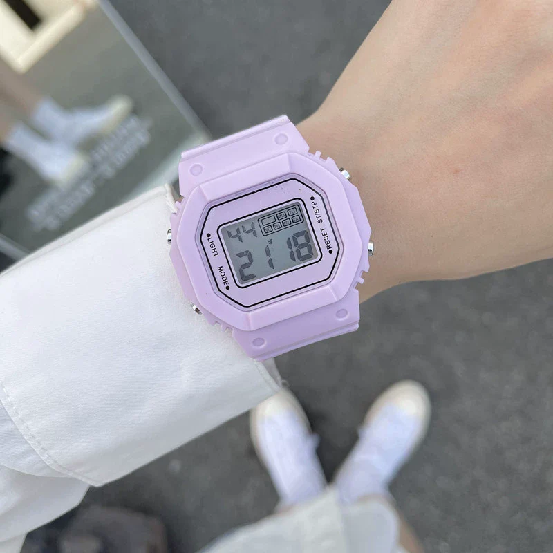 Wholesale Square Electronic Watch Plastic Mirror Silicone Strap Plastic Case Leisure Style For Female Students - Image 5