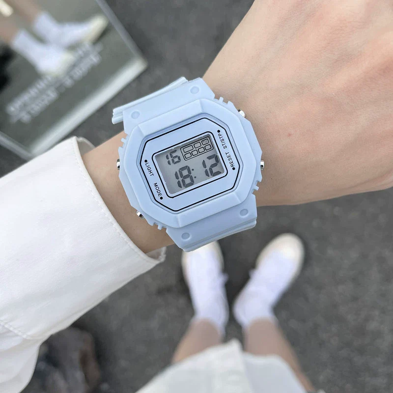 Wholesale Square Electronic Watch Plastic Mirror Silicone Strap Plastic Case Leisure Style For Female Students - Image 8