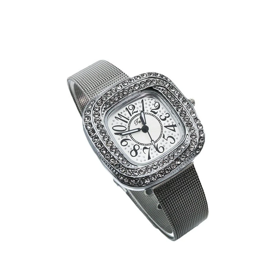 Wholesale Square Quartz Watch With Alloy Case Stainless Steel Strap And Diamondembedded Fashion Leisure Style - Image 5