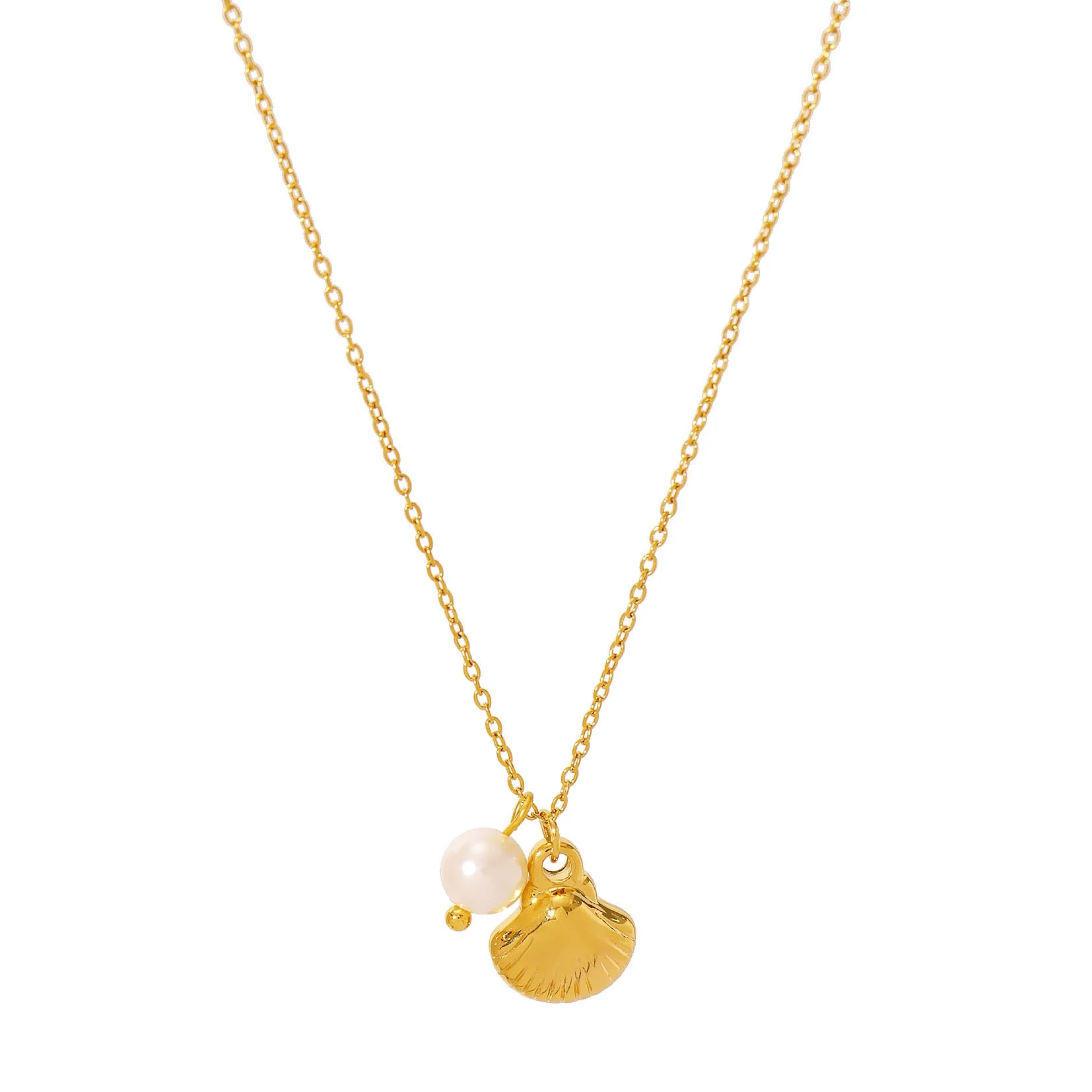 Wholesale Stackable Starfish Shells With Pearl Pendants Stainless Steel 18K Gold Plated Minimalist Women's Necklace - Image 4